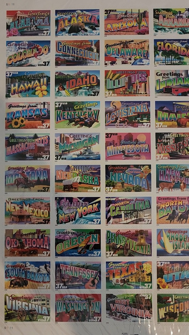 Amazon.com: Greetings from America, Full Sheet of 50 37-cent